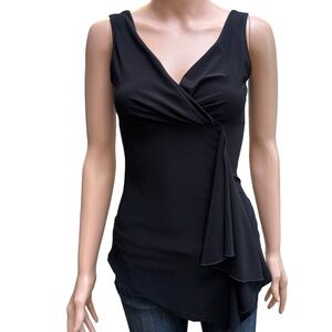 White House Black Market Asymmetrical Draped Tank Top Black
